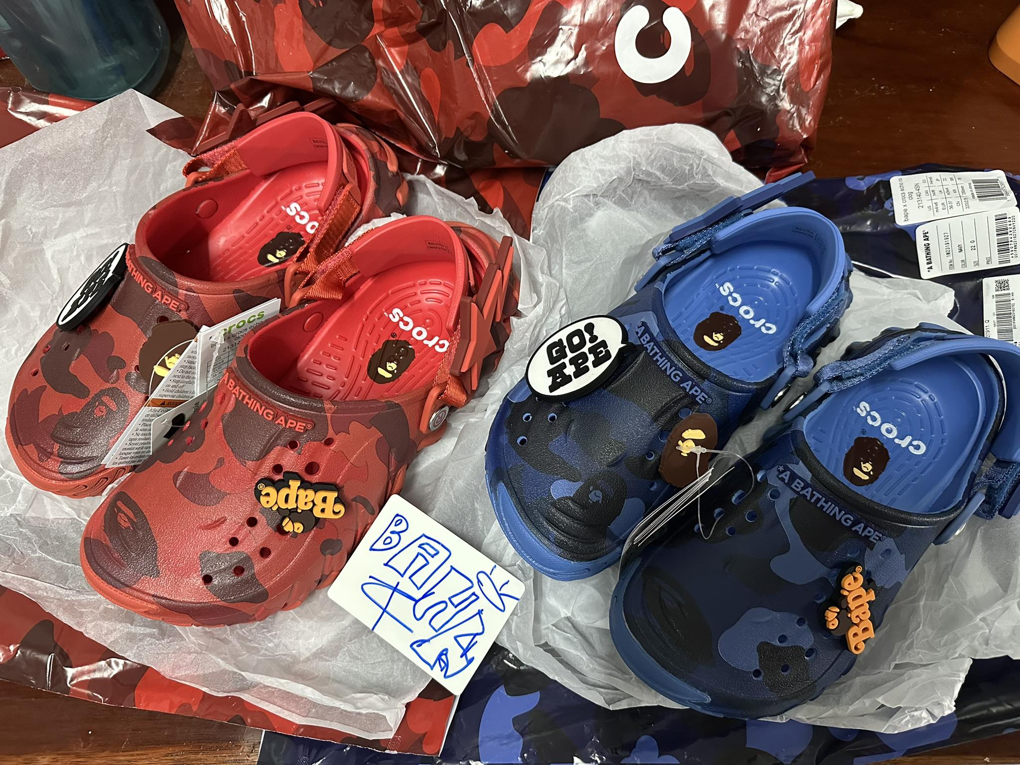 Bape x crocs Echo Red 38-39 24cm / 37-38 23cm / 29cm Men Blue 36 