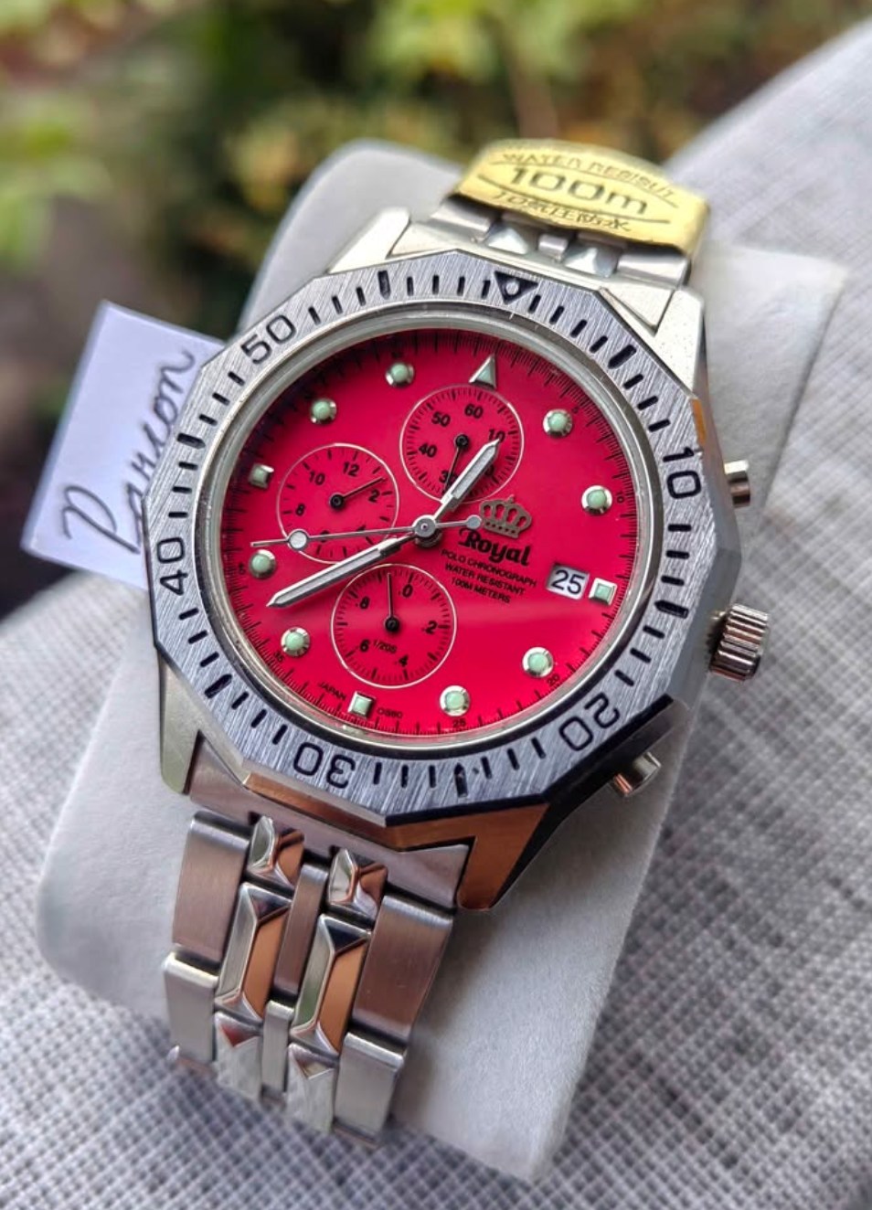Vintage Royal Polo Chronograph Red Blood Dial watch for sale