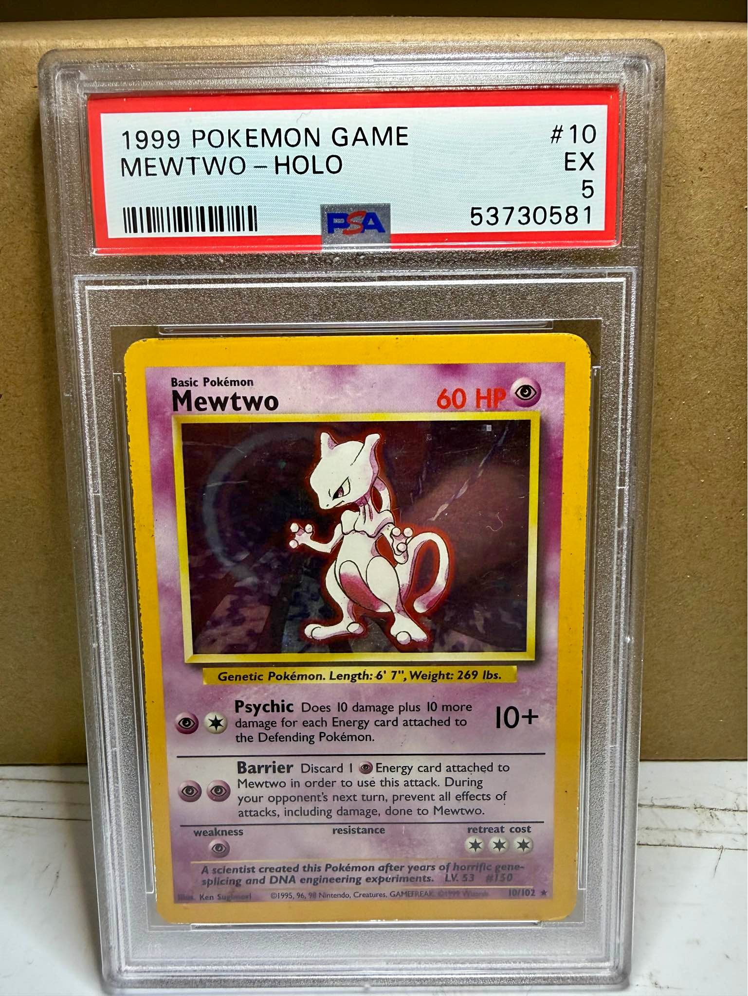 mewtwo holographic card 1999 Pokmon Base Set Unlimited Holo #10 PSA 8 NM-MT  Domino City Gaming Mewtwo Base Set 2 Holo
