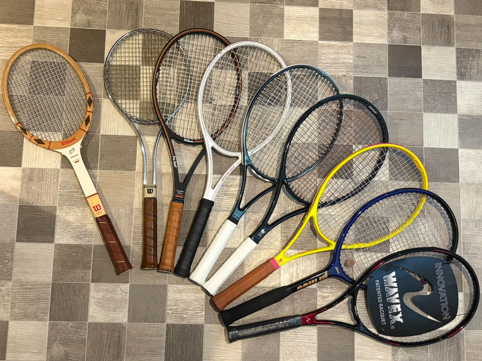 Collection of racket that Jimmy Connors used models.