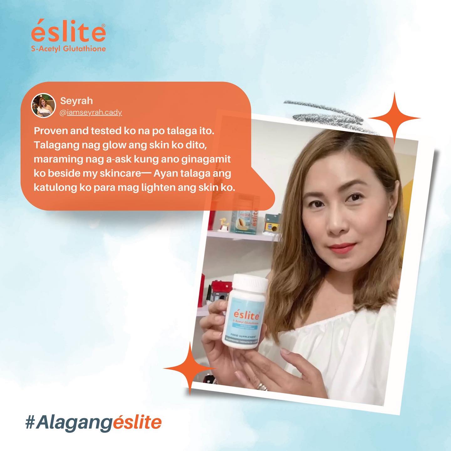 The secret is out for Ms. Seyrah Cady as she shares her experience with éslite 🩵 Have your very own éslite experience now! Available at Shopee and Lazada! #Eslite #EsliteSAcetylGlutathione #GlutathionePhilippines # Glutathione #