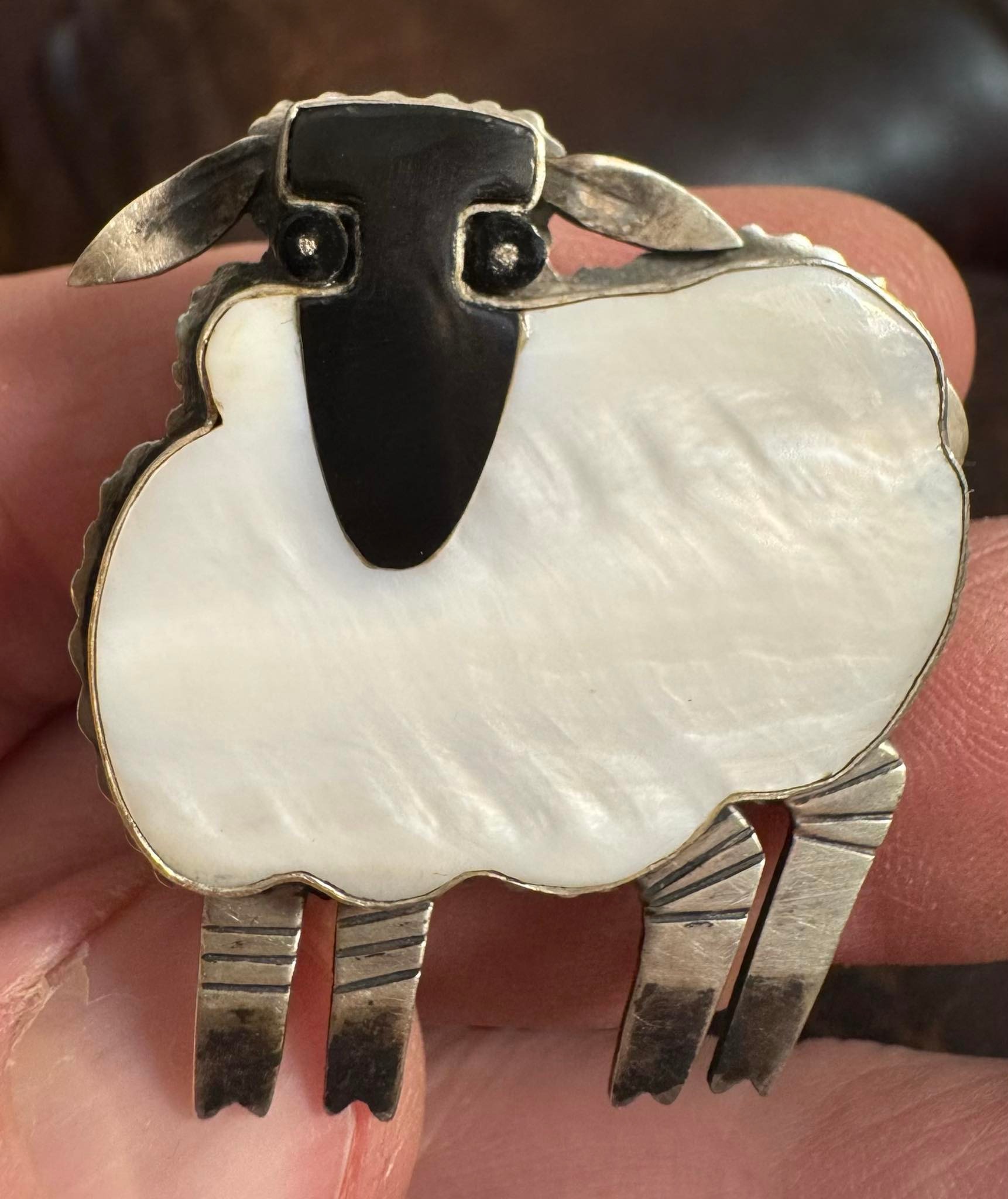 Navajo artist Mary Jane Garcia sterling silver sheep figure