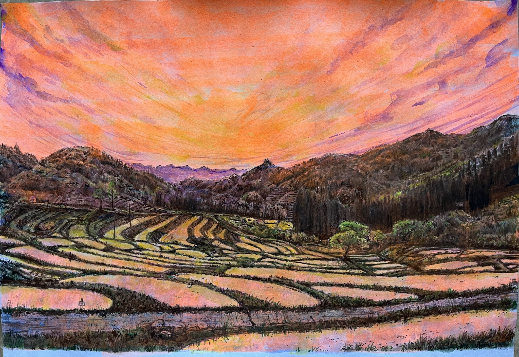 オイルパステル画 240×240mm 2024.12