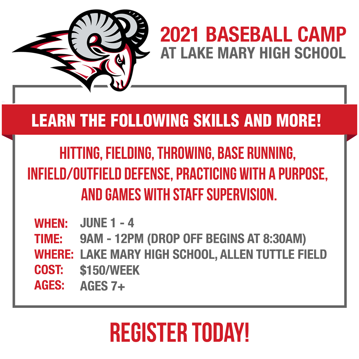 Registration for our 2021 Lake... - Lake Mary Rams Baseball | Facebook