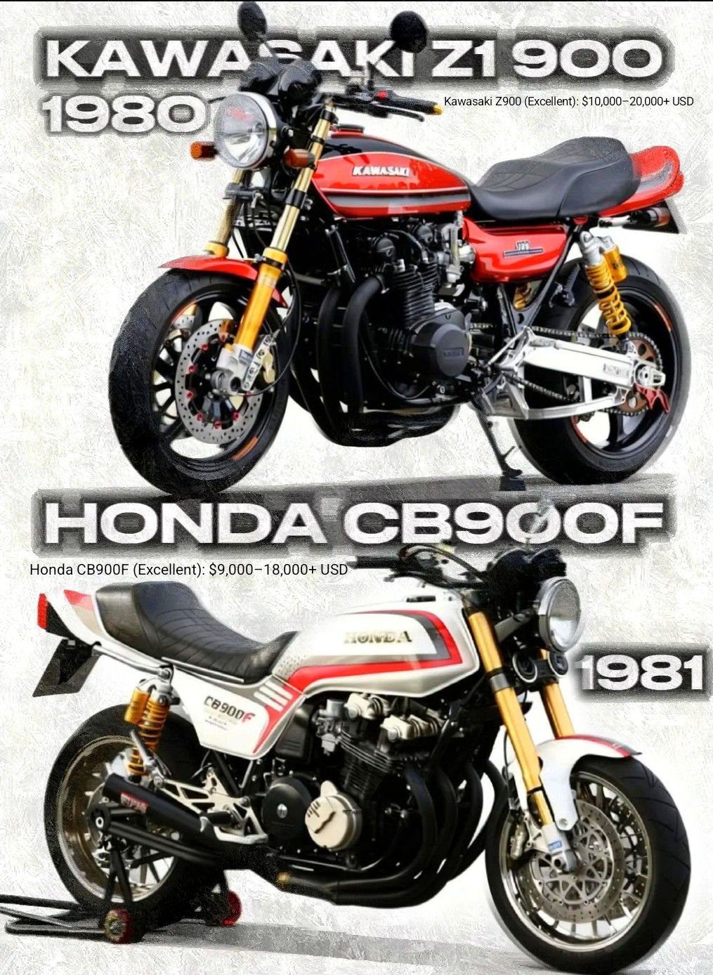 Kawasaki Z900RS vs Honda CB1000F: Retro Japanese motorcycles compared