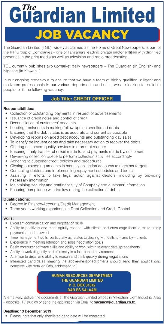 Tuesday Guardian Newspaper Job Vacancies