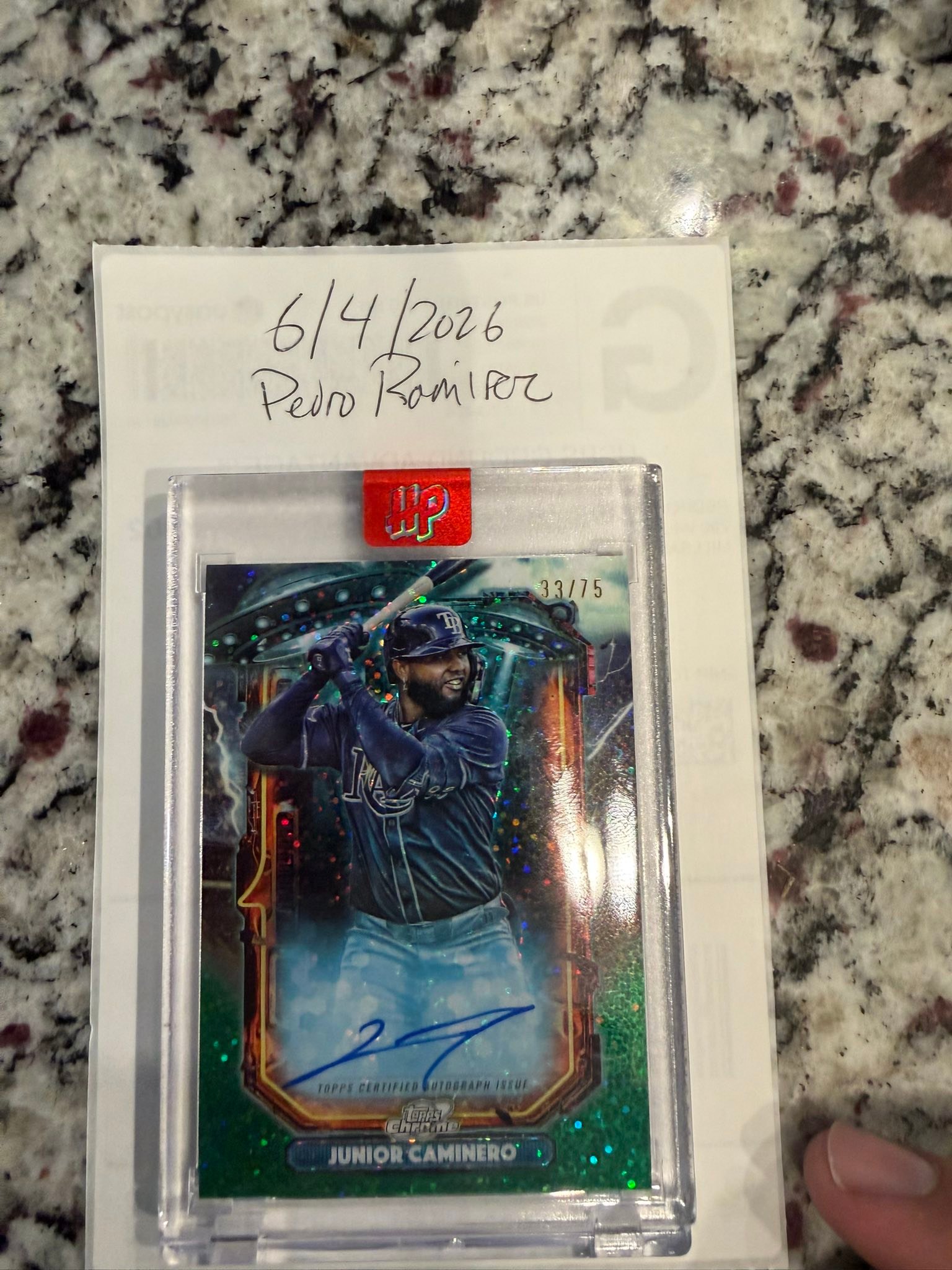 Junior Caminero autographed baseball card auction