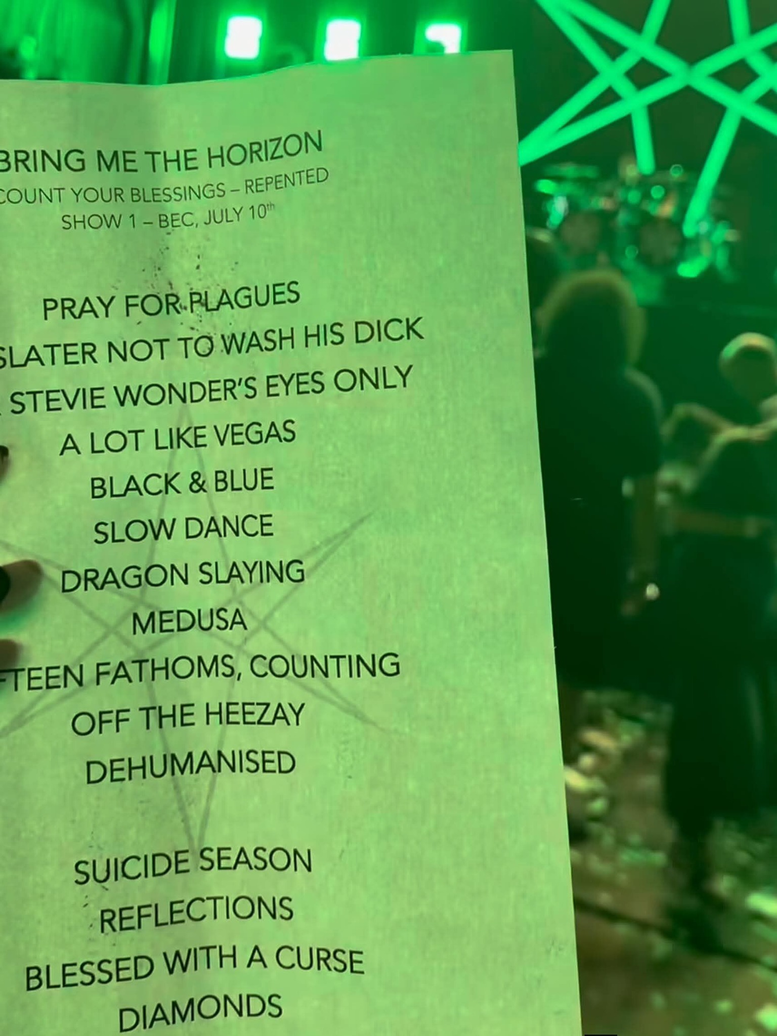 Sick setlist 🔥 BRING ME THE HORIZON OUNT YOUR BLESSINGS REPENTED