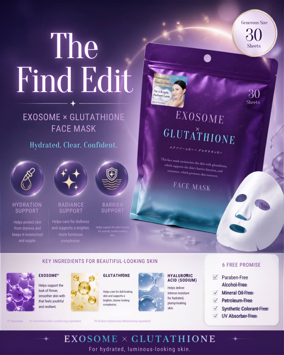 exosome glutathione face mask JAPAN ESSENTIALS PRE ORDER eta SEPT 13 @highlight Gently tap in the Programs:Monthly Single Stack Vitamin B12 Sublingual Quick 5 AMINO 1MQ