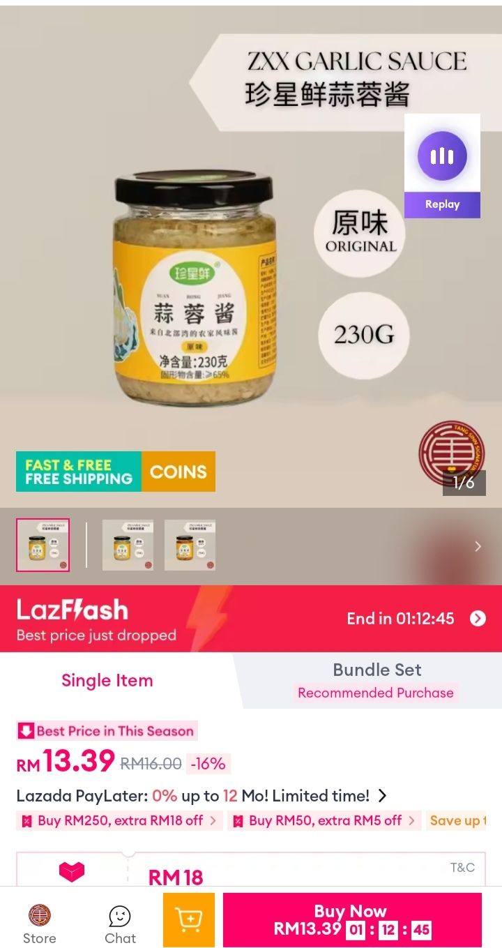 🧄 珍星鲜蒜蓉酱｜ZXX Garlic Sauce 230G 🧄 原味6罐RM63.91 平均一罐