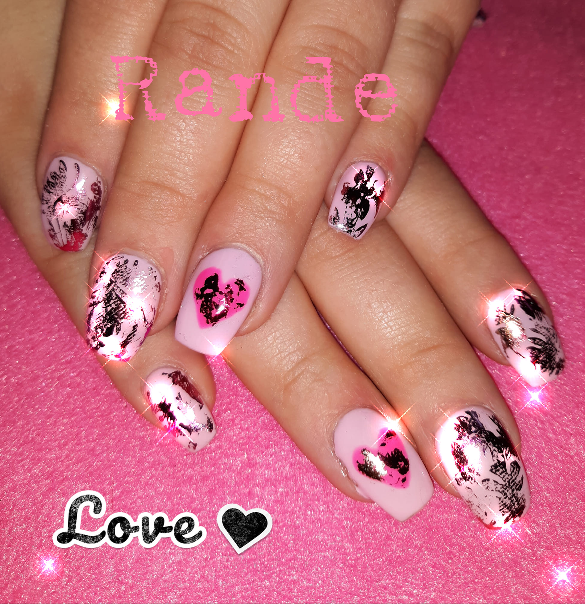 What are some Valentine's Day nail art ideas using foil and stickers?