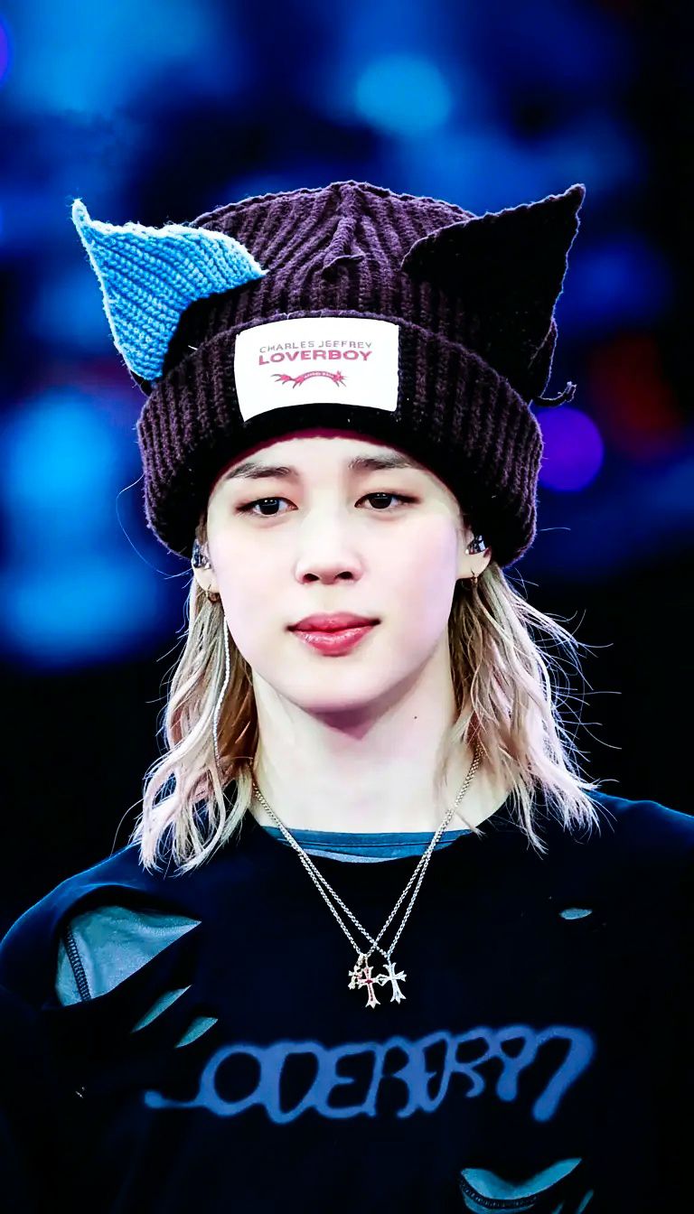Jimin wears Charles Jeffrey Loverboy cat-eared beanie | London