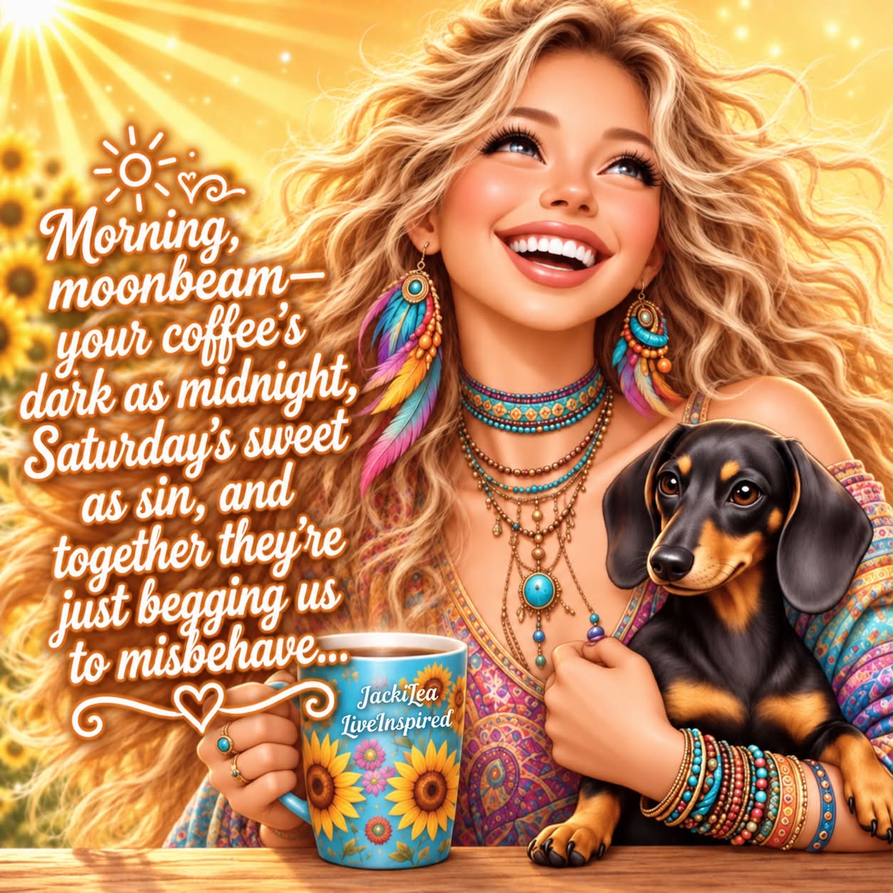 Morning, ьеат- your as midnight, coffee's dark Saturday's sweet as