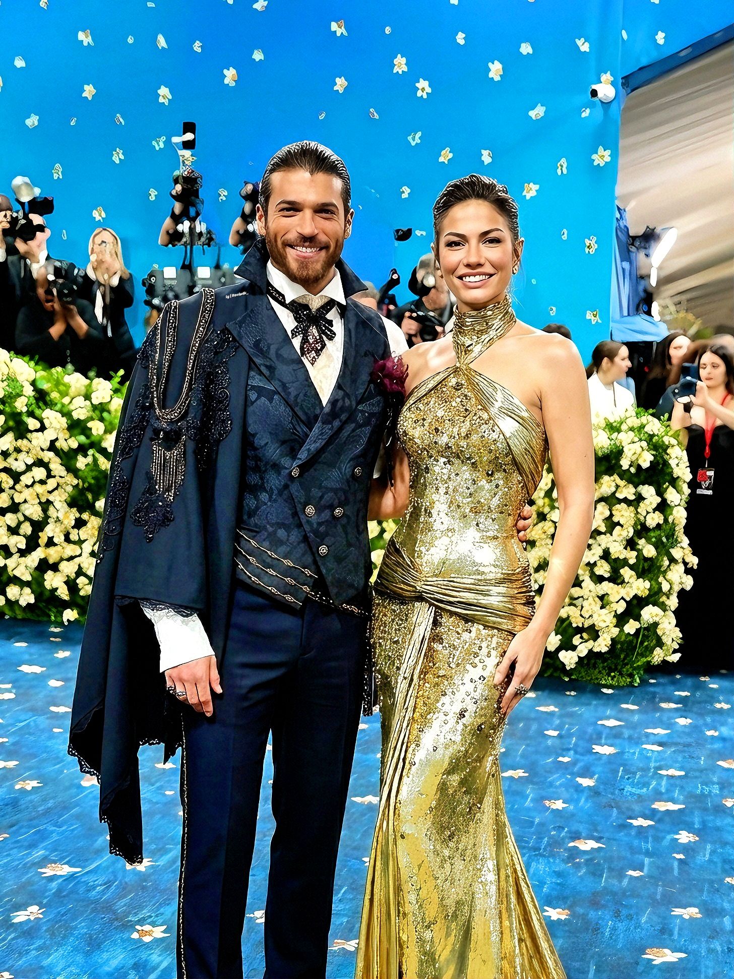 demet ozdemir blue dress 💥🌈 Our favorite Couple's Can Yaman and Özdemir spotted together at gala premiere night together with Erkenci Kuş season 2 ✨🎬❤️ What a magical night full of glamour, love and pure sanem street style demet ozdemir outfits