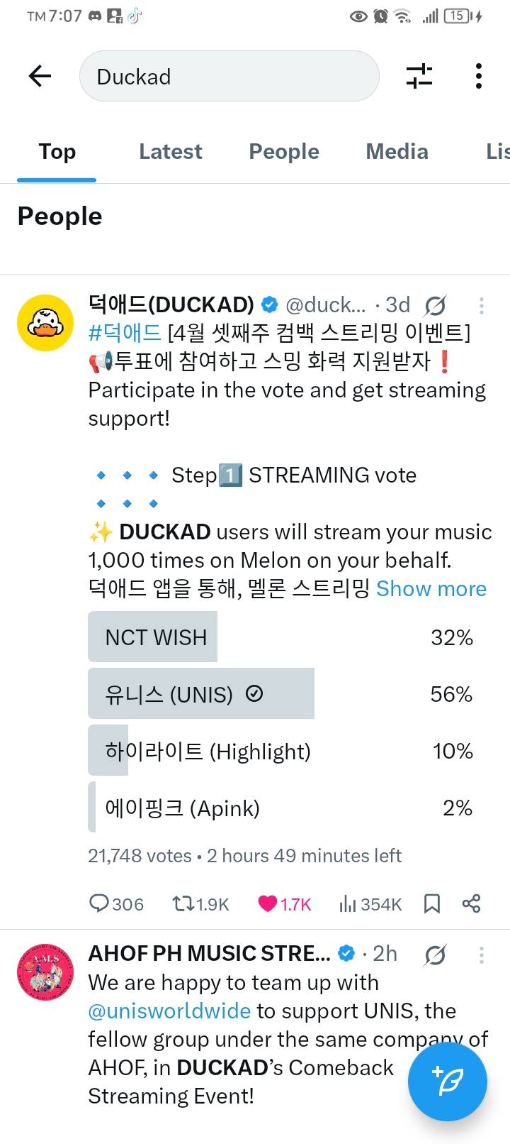 UPDATE!!!📢📢 Total Votes: NCT WISH - 6,852 (+453) UNIS - 11,992