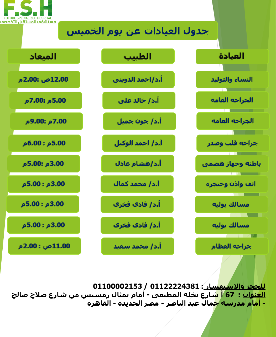 دليل هاتف مستشفى المستقبل