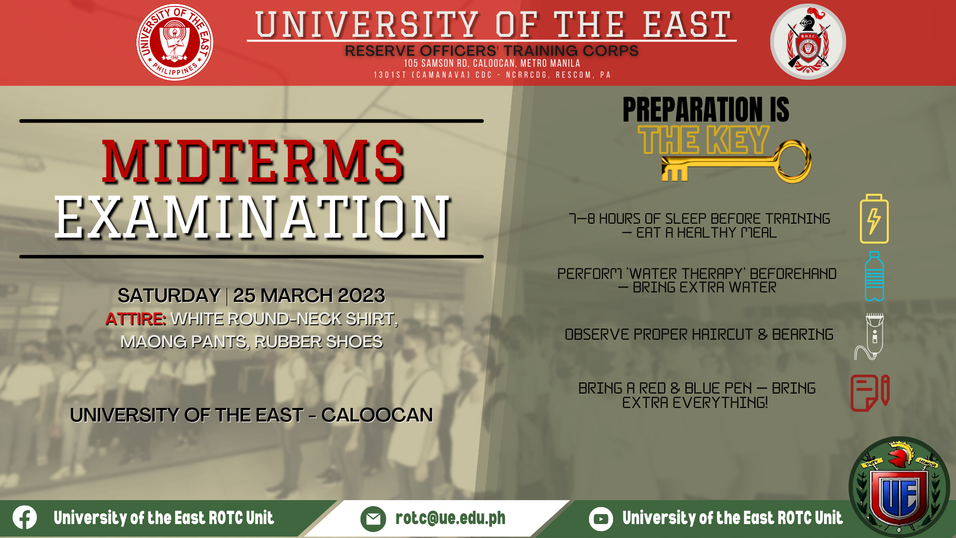 University of the East ROTC Unit - ‼️ ANNOUNCEMENT ‼️ WHAT : MIDTERMS ...