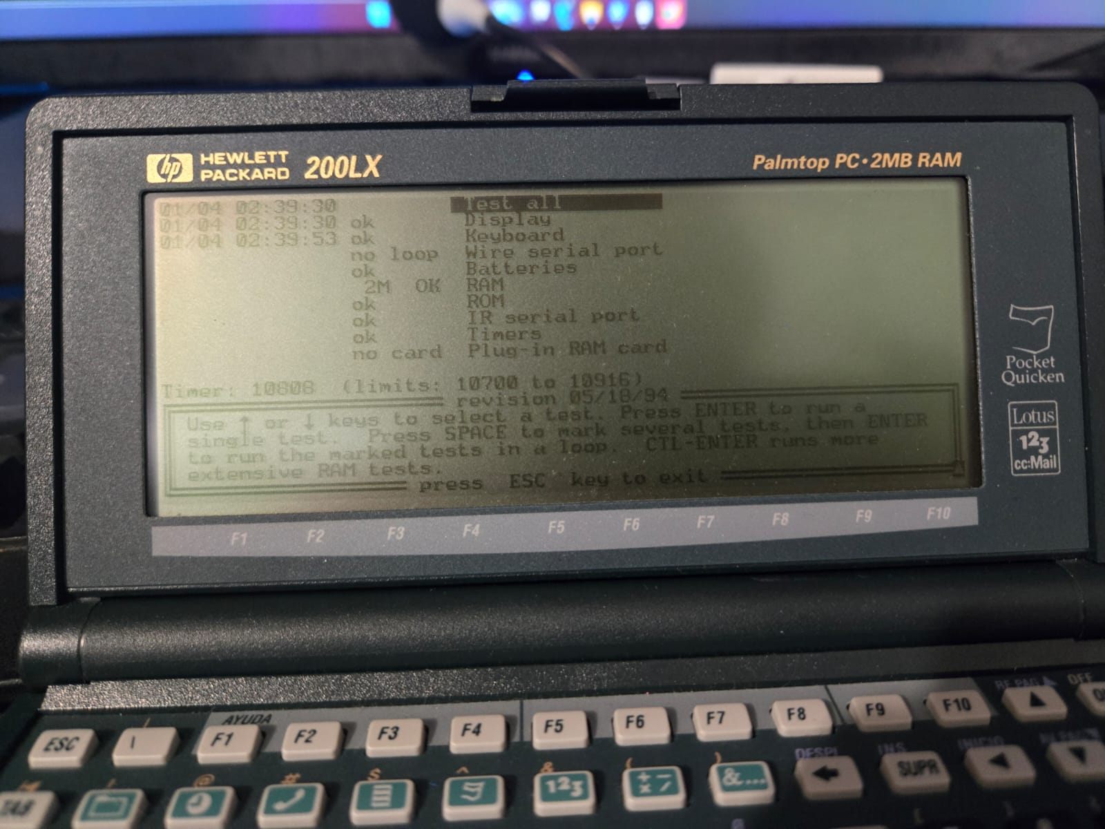 HP 200LX Palmtop PC with 2MB RAM for Sale - $150 USD / 2,500 MXN