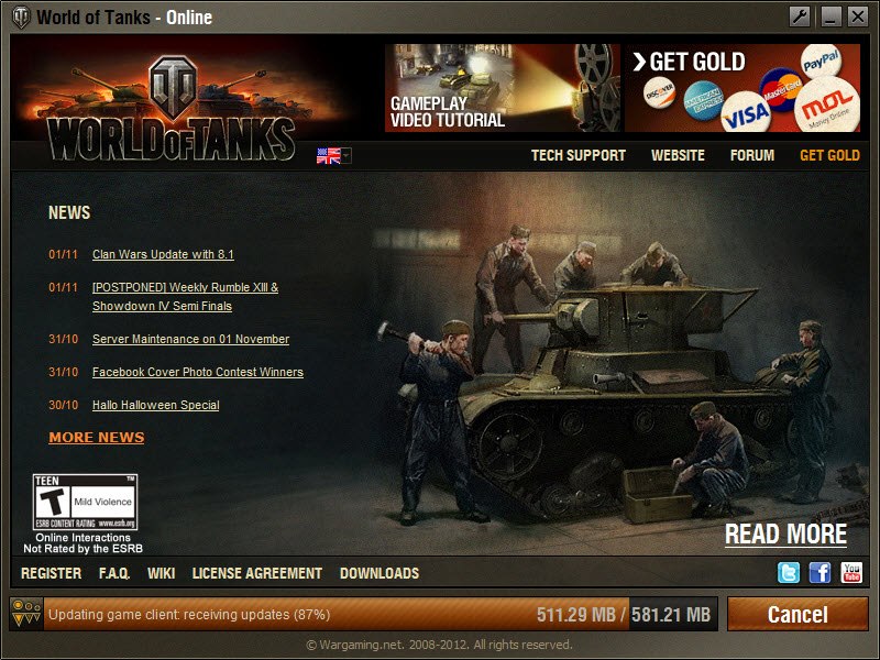 World of Tanks - ถ้าโหลดจาก launcher มันจะขึ้นขนาดไฟล์เท่านี้ 581 MB ...
