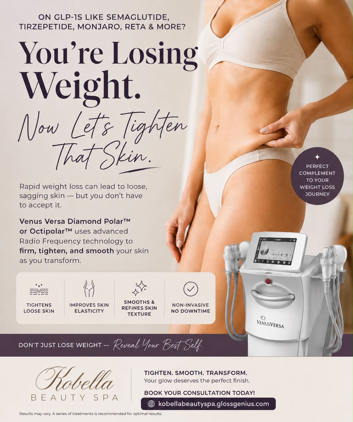 Loose skin hiding your GLP-1 weight loss success? With LiftEX by Sono Bello, get permanent excess skin removal results in just one visit and show off the results you worked so hard