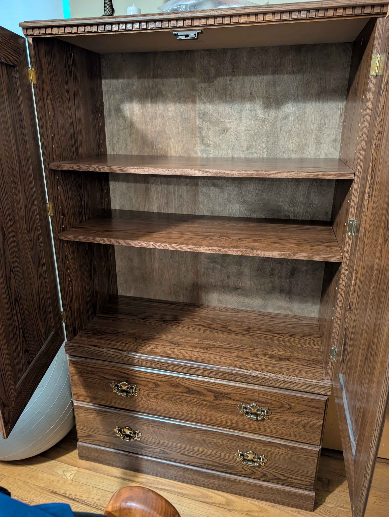 Wood wardrobe with shelves and 2 drawers - Armoires & Wardrobes - North
