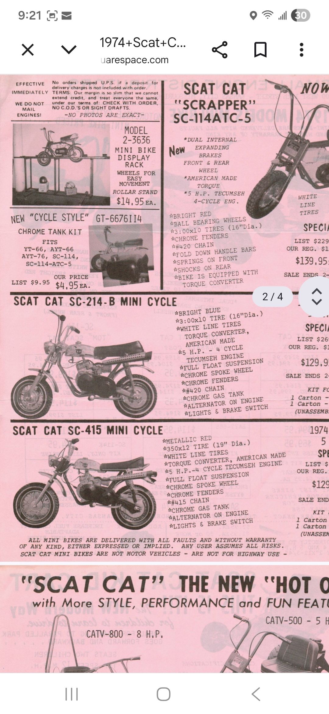 Identifying a vintage mini bike model and parts