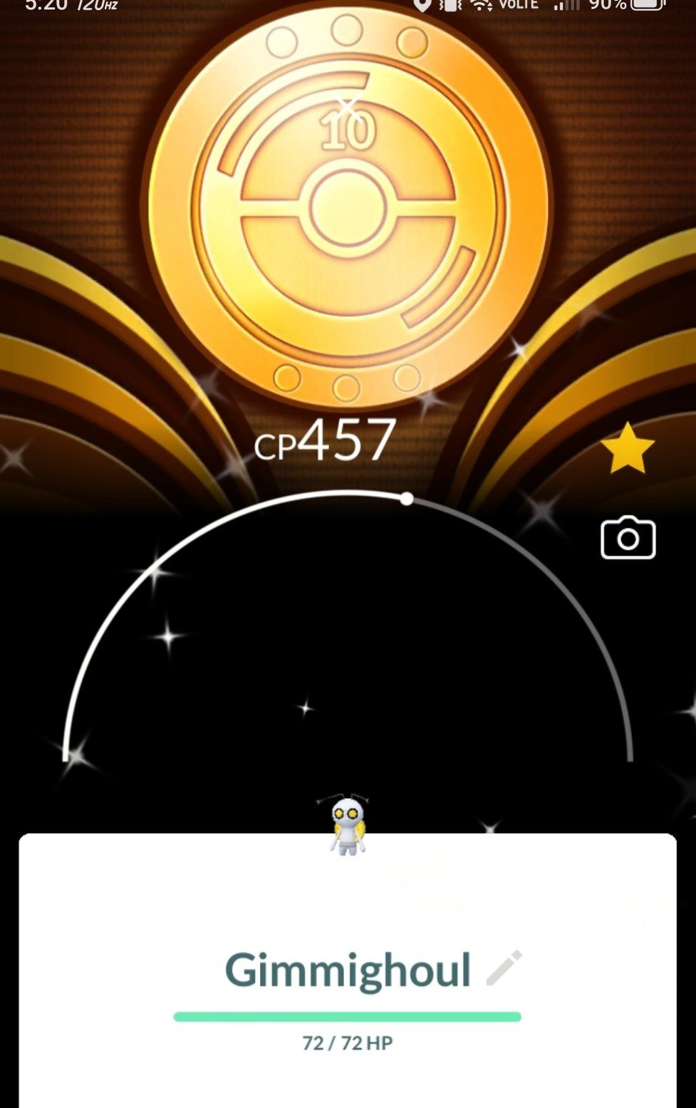 Pokemon Go 10th anniversary Gimmighoul with special coin