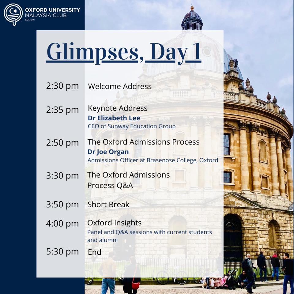 Here’s our timetable for... - Oxford University Malaysia Club