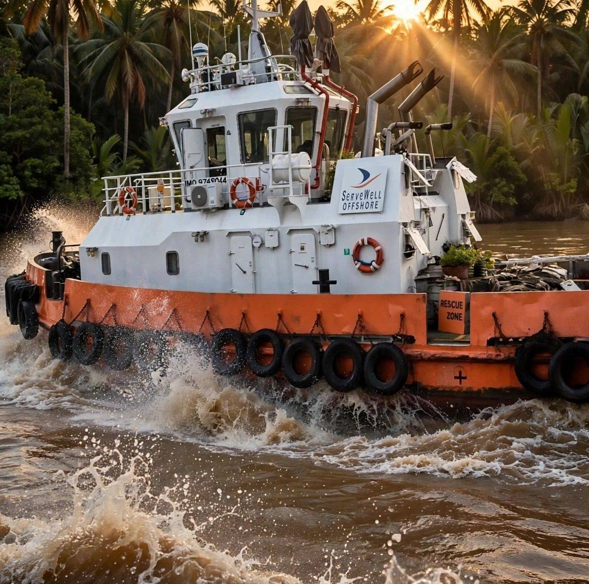 One tug got stuck in the shallow mud. He couldn't move forward or ...