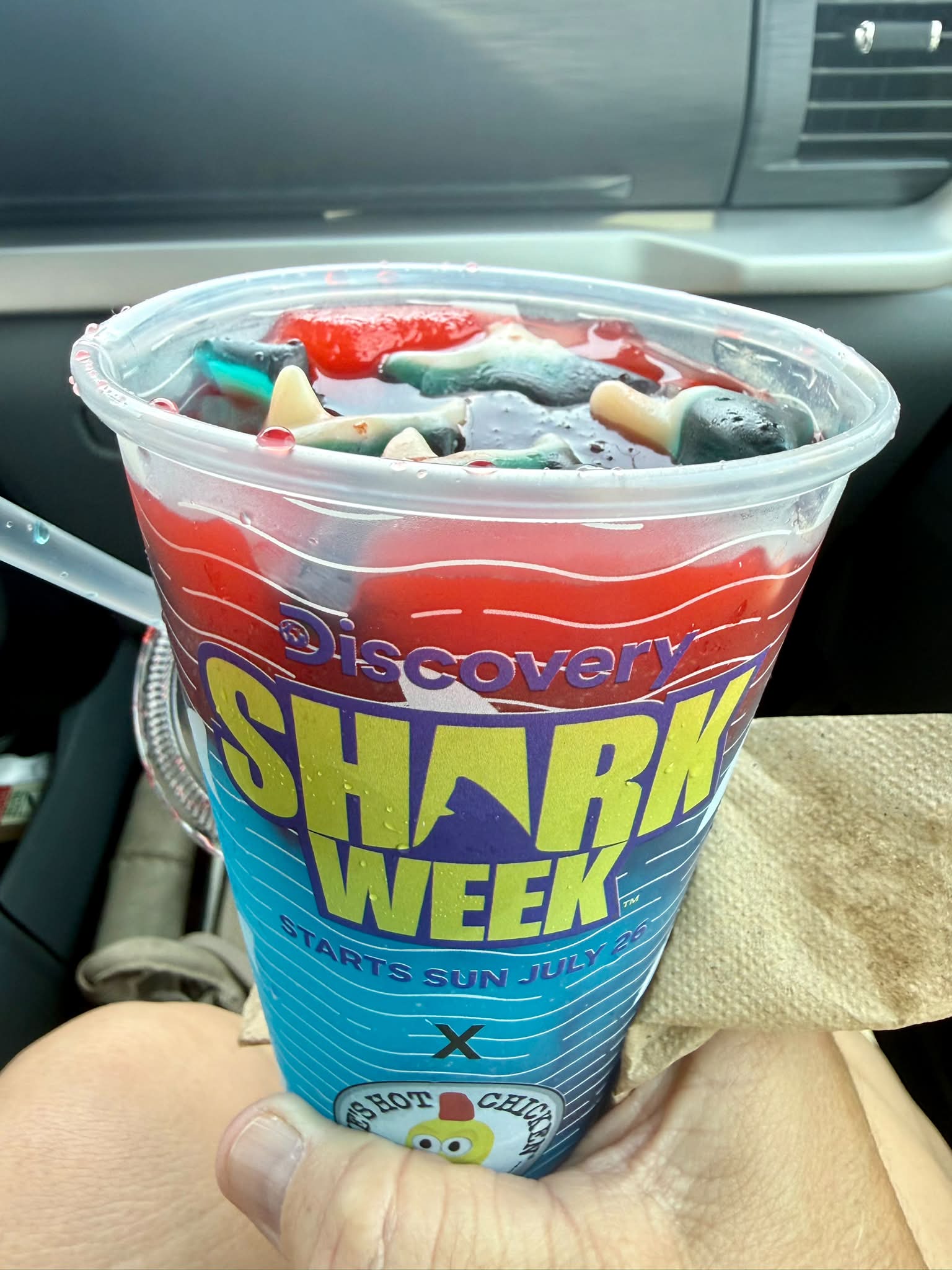 Shark Week themed drink at Dave's Hot Chicken