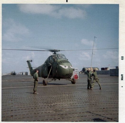 This photo taken by a Navy Corpsman who was flying in a 34