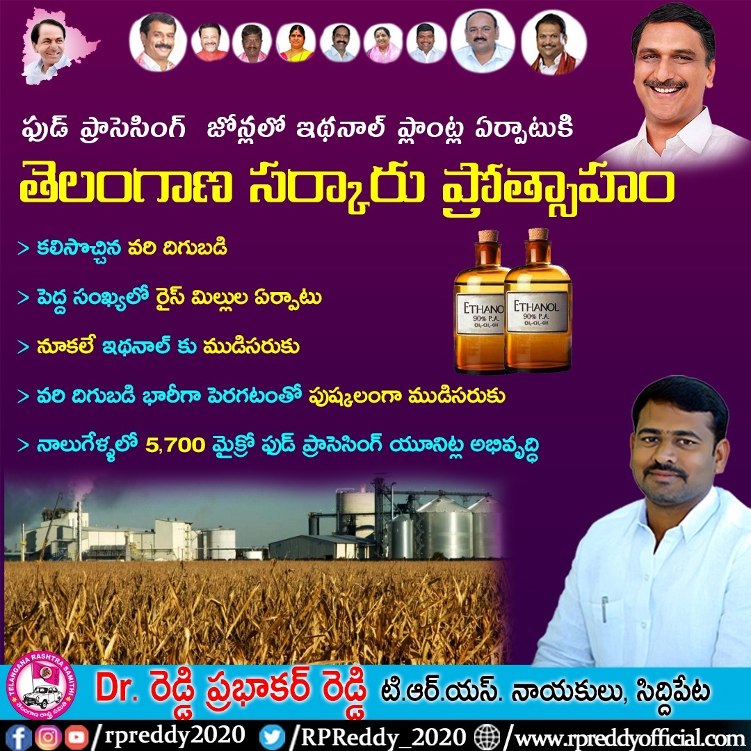Dr. Reddy Prabhakar Reddy - ఫుడ్ ప్రాసెసింగ్ జోన్లలో ఇథనాల్ ప్లాంట్ల ...