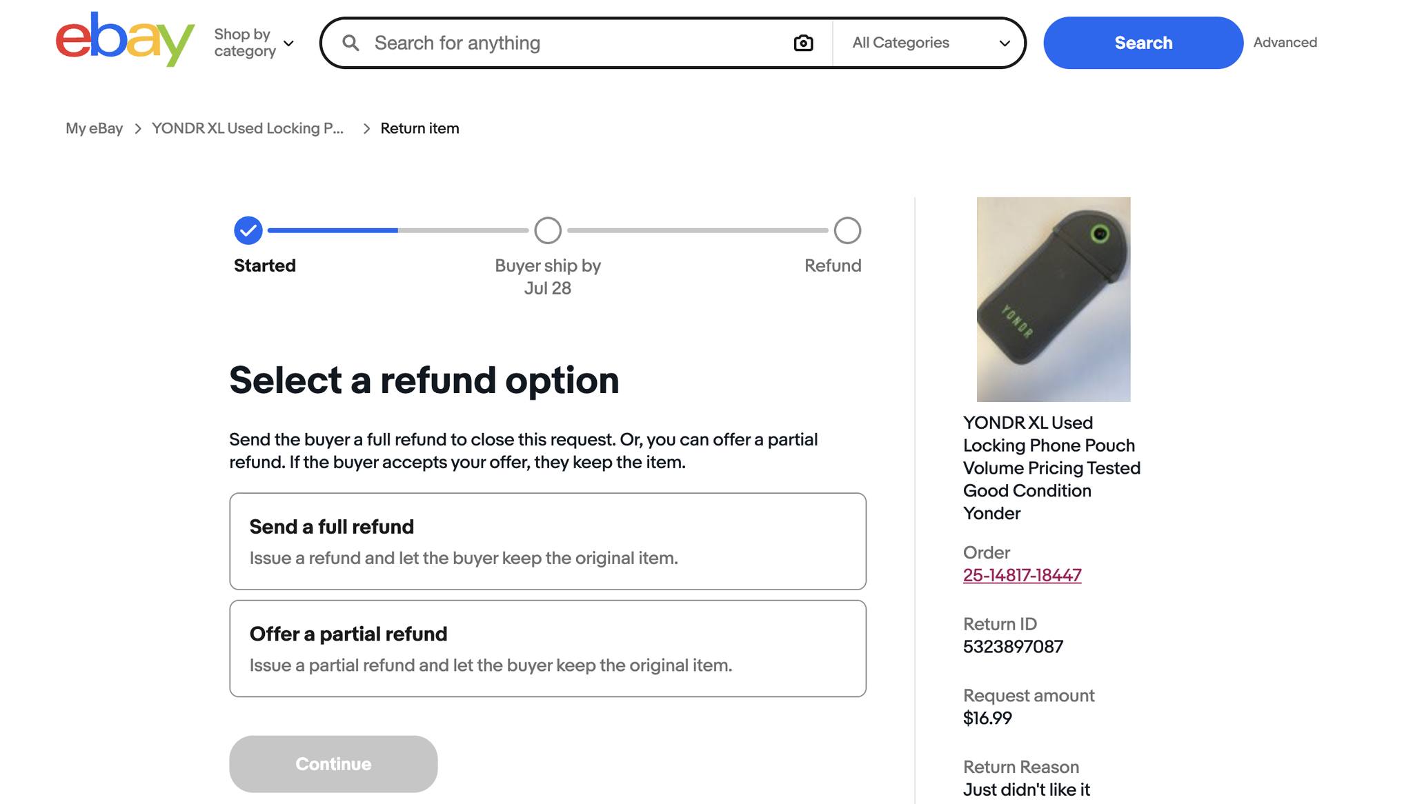Why does eBay require a refund for buyer's remorse?