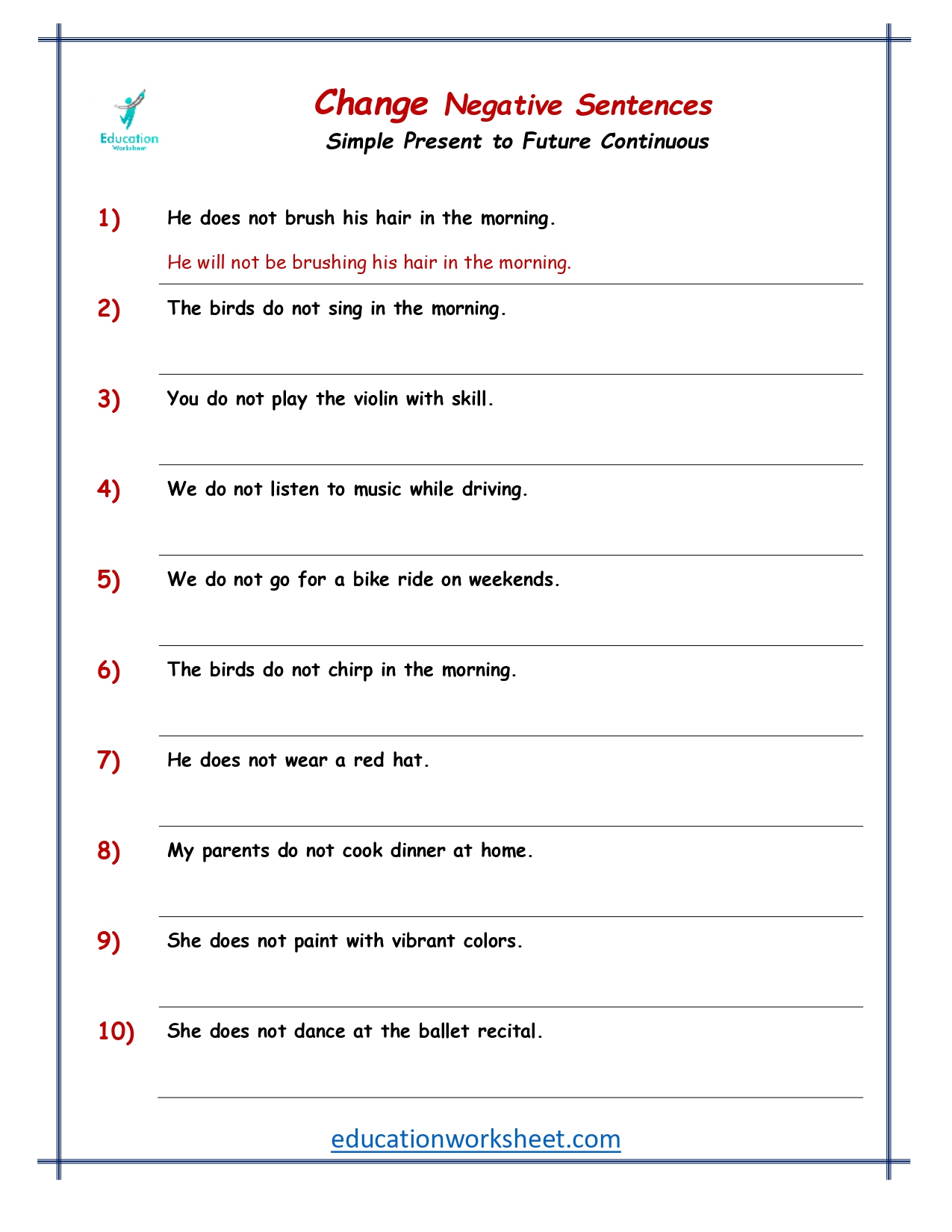 Present Progressive Verbs Worksheets Present Continuous Tense