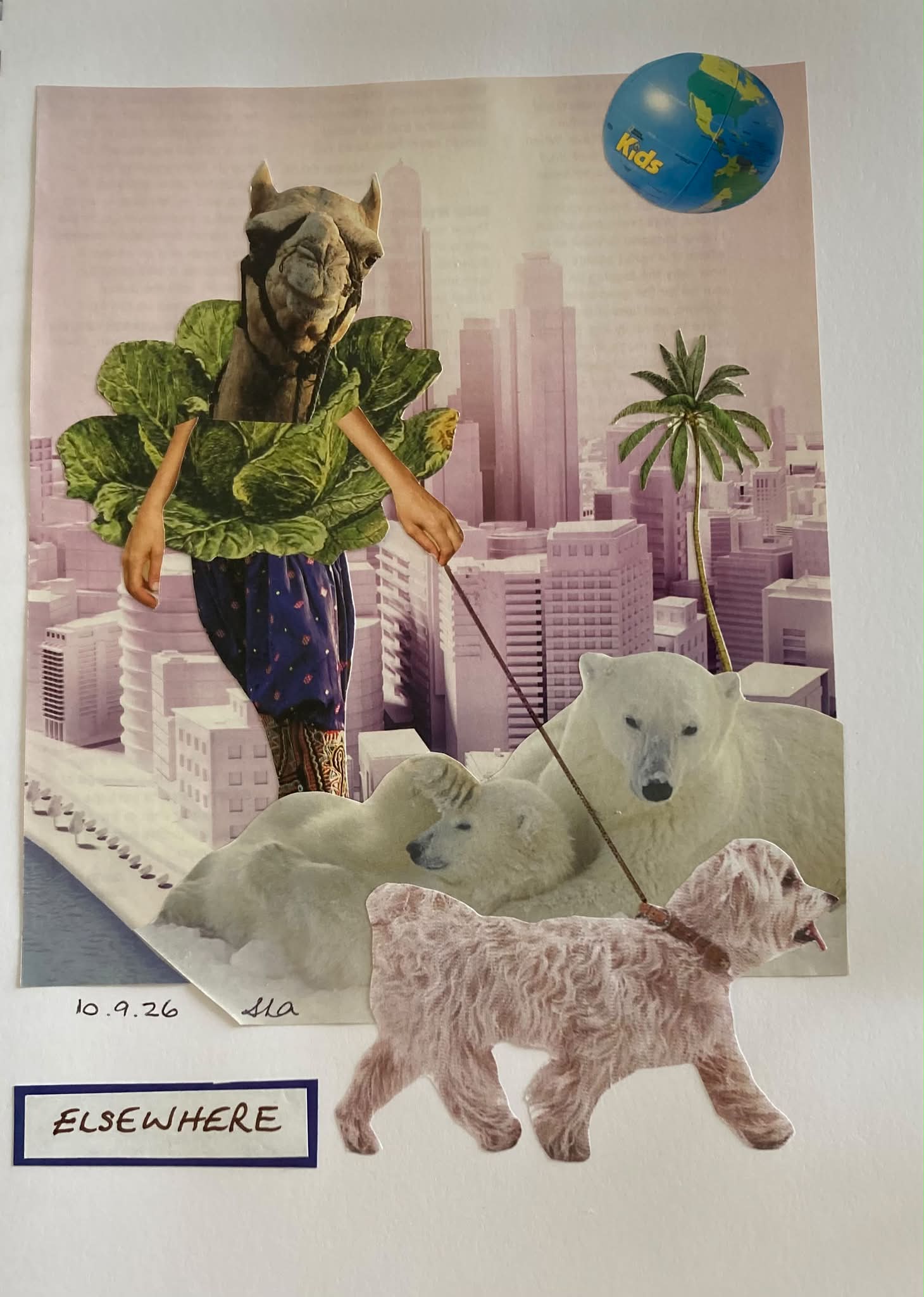 Paper collage 9” x 7” Kids Kids カン লরাস 10.9.26 26 sea ELSEWHERE