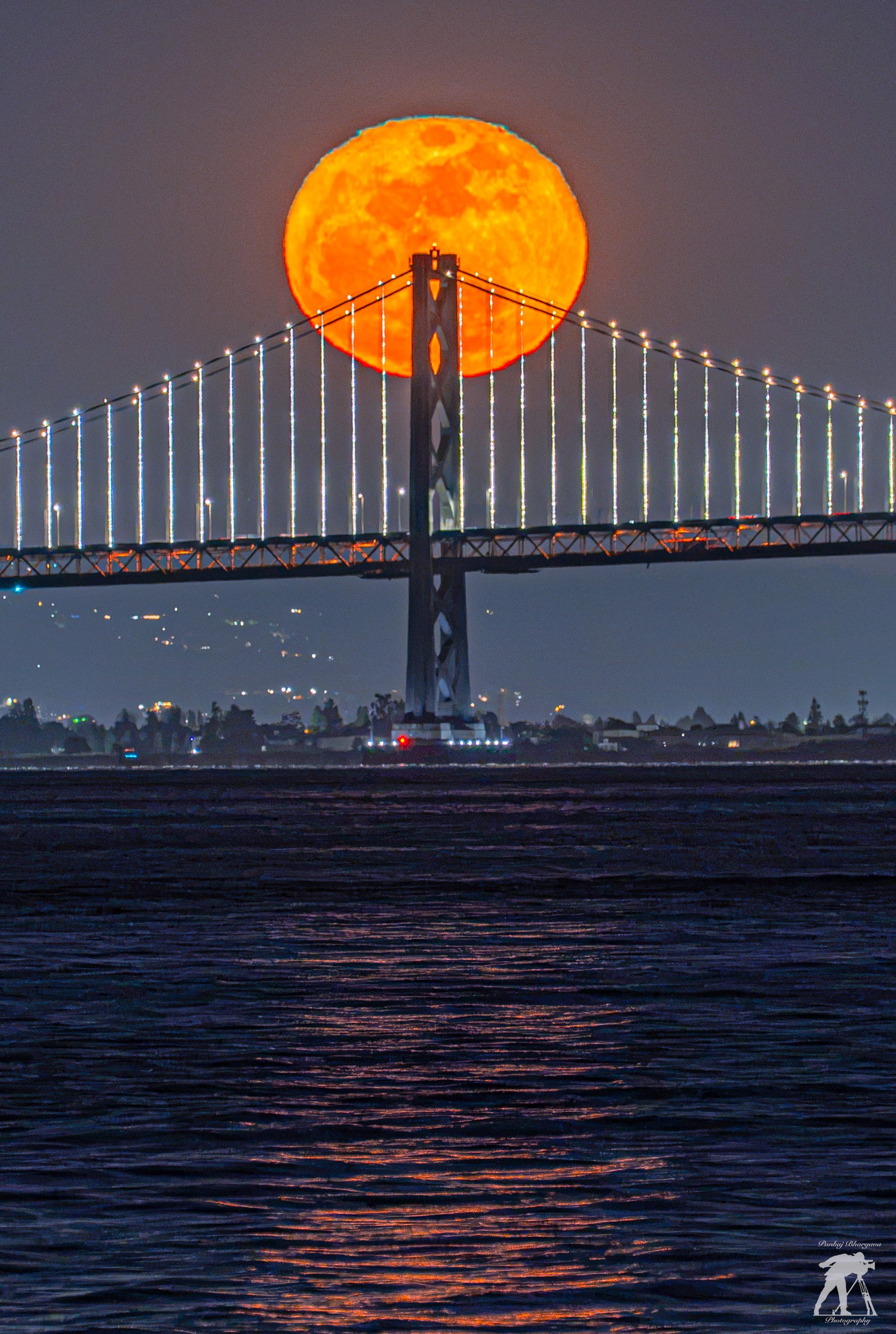 Moon rising behind Bay Bridge !!