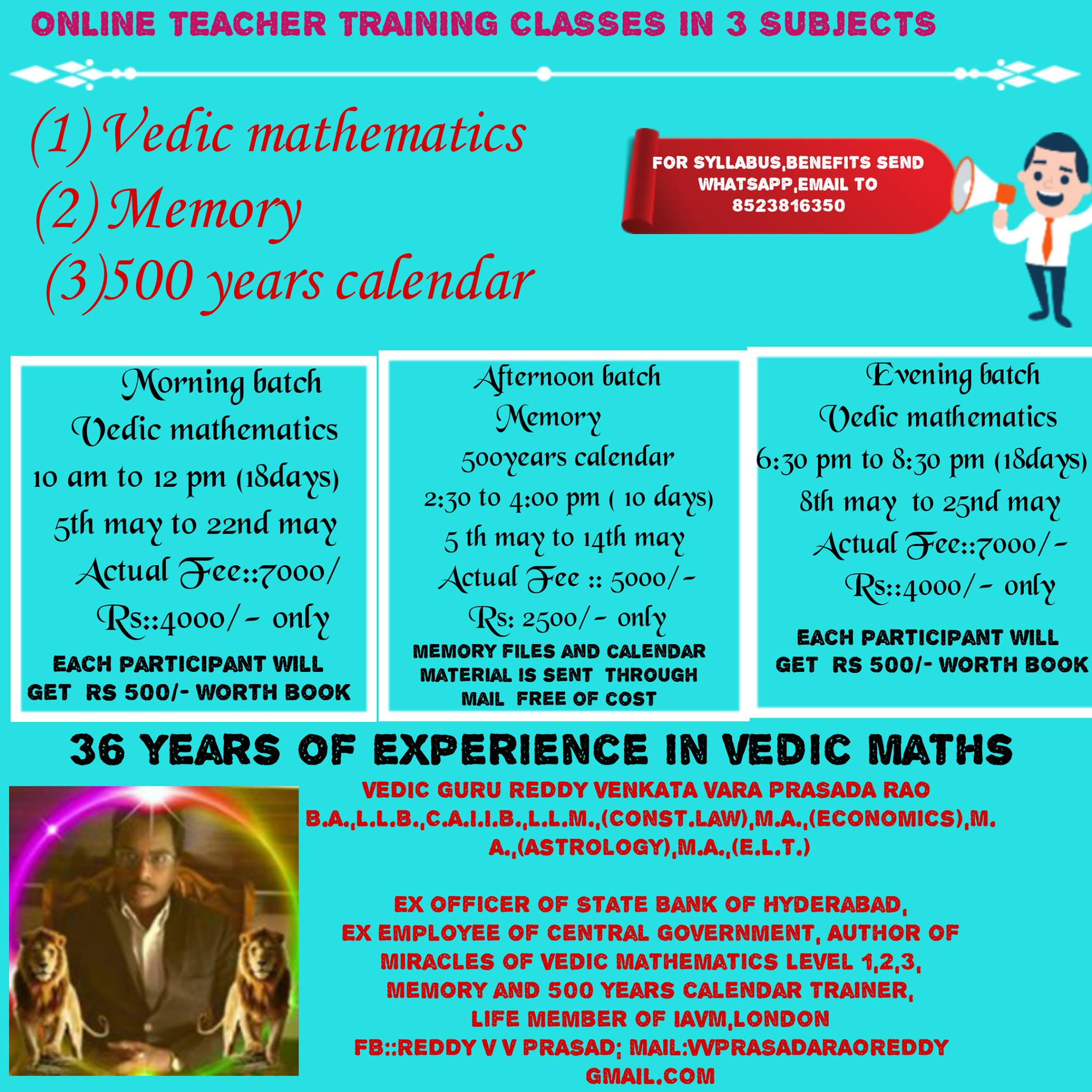 Vedic Mathematics , Memory , Calendar | Hyderabad