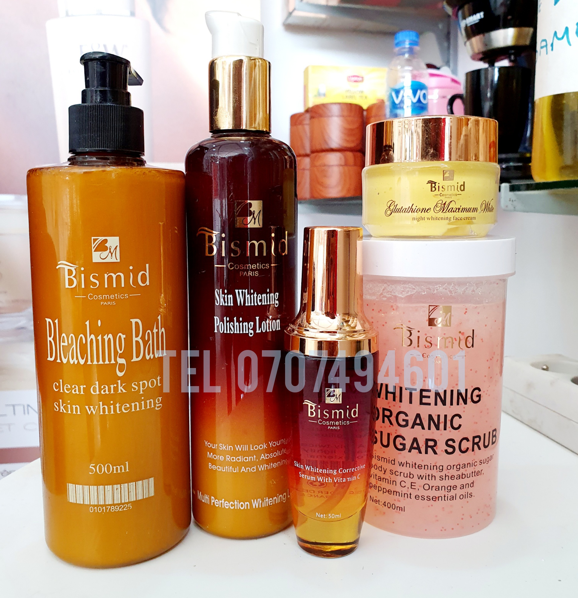 Kit Soin Éclaircissant BISMID GAMME MÉTISSÉE - Ultra Blanchissant Anti-Imperfections - Lot Multi-produits (1000ml+)