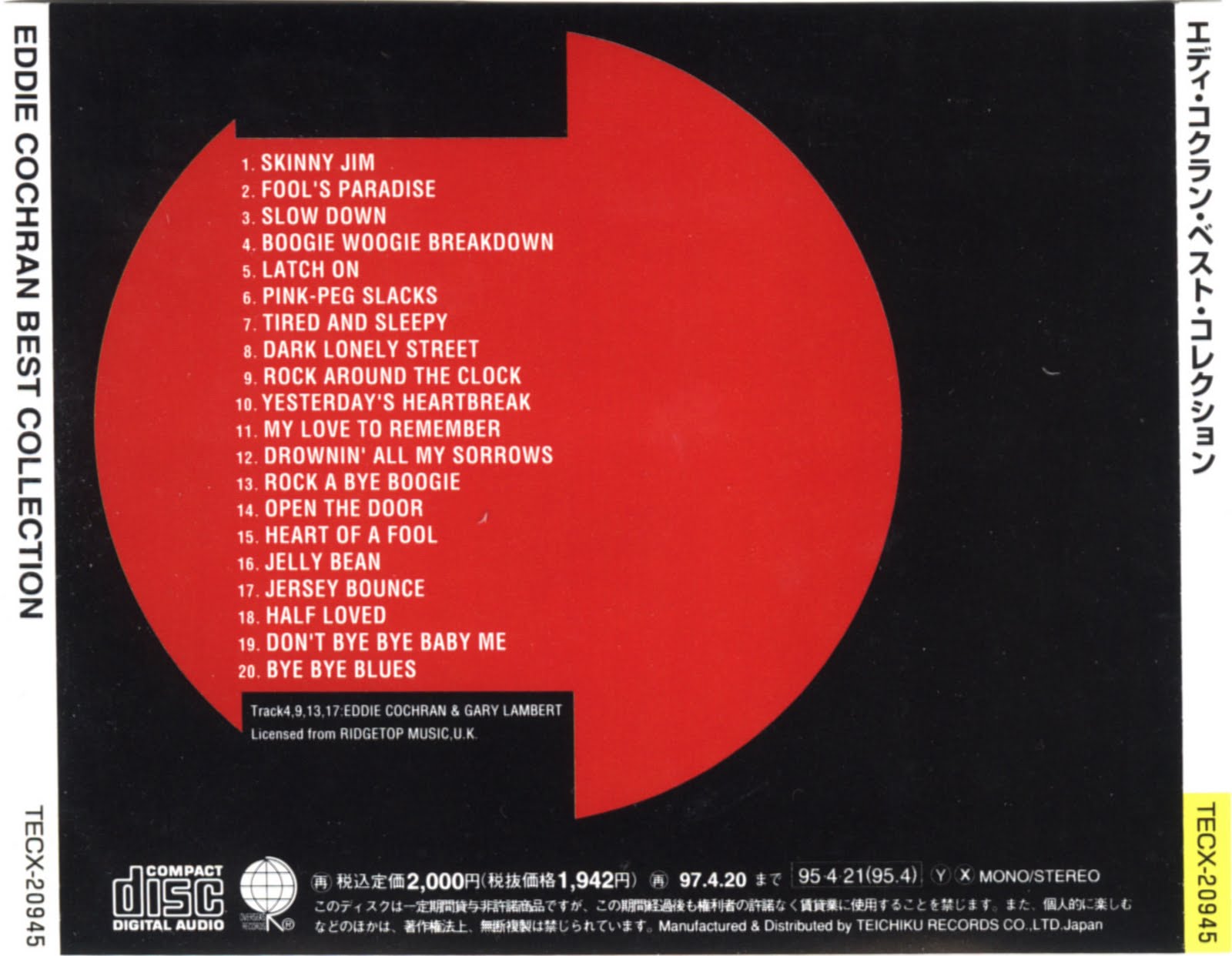Eddie Cochran – Best Collection Japan, 1995