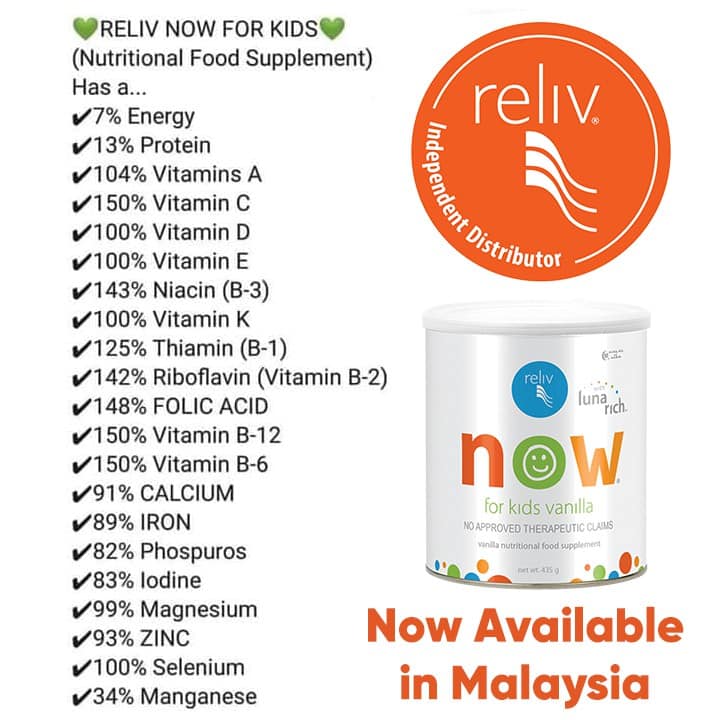 Reliv Now For Kids Malaysia 马来西亚儿童最佳营养辅助奶粉 | Petaling