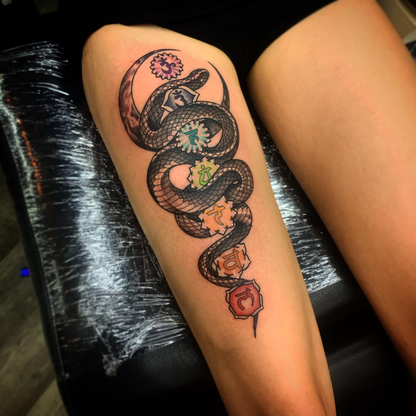 Kryptic Ink - Fun lil sneaky chakra snake on chantel ... | Facebook