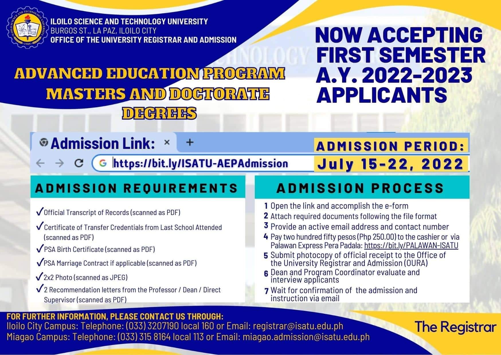 Advisory... - ISAT University - Public Information Office | Facebook