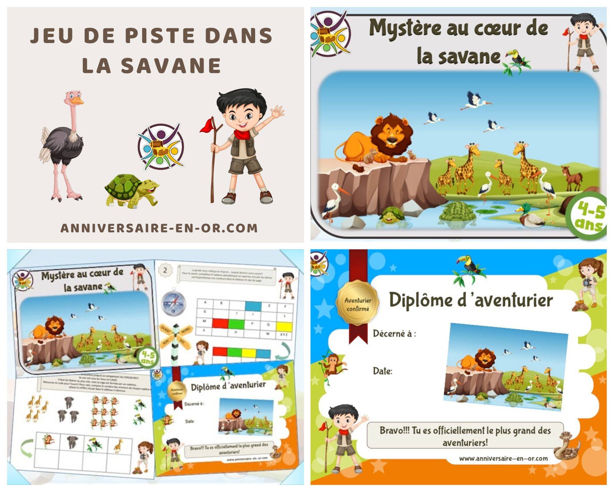 Un Anniversaire En Or Jeux Anniversaire Grand Jeu De Piste Pour Enfants Dans La Savane Kit Complet De Jeu A Imprimer Pour Activite Familiale Ou Animation D Anniversaire Anniversaire En Or Com Savane Jeudepiste