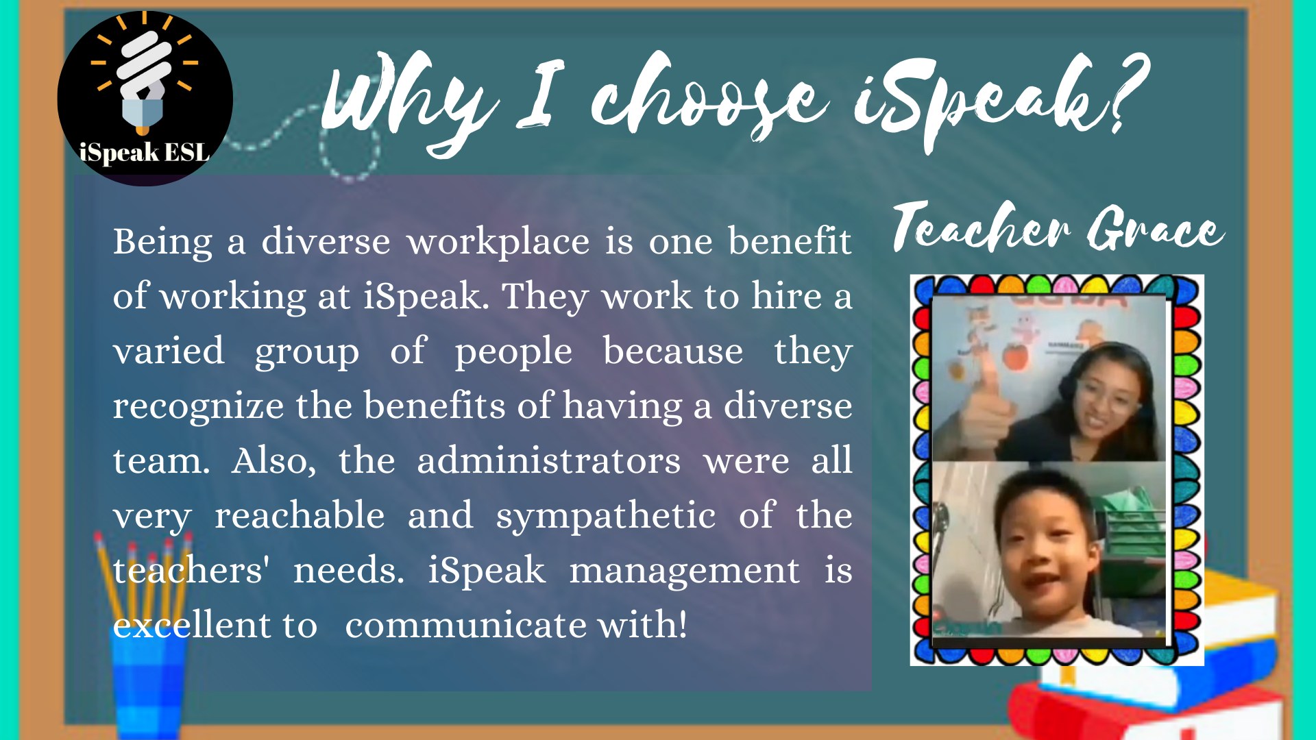 ISpeak ESL Team - This is Teacher Grace. She started as a... | Facebook