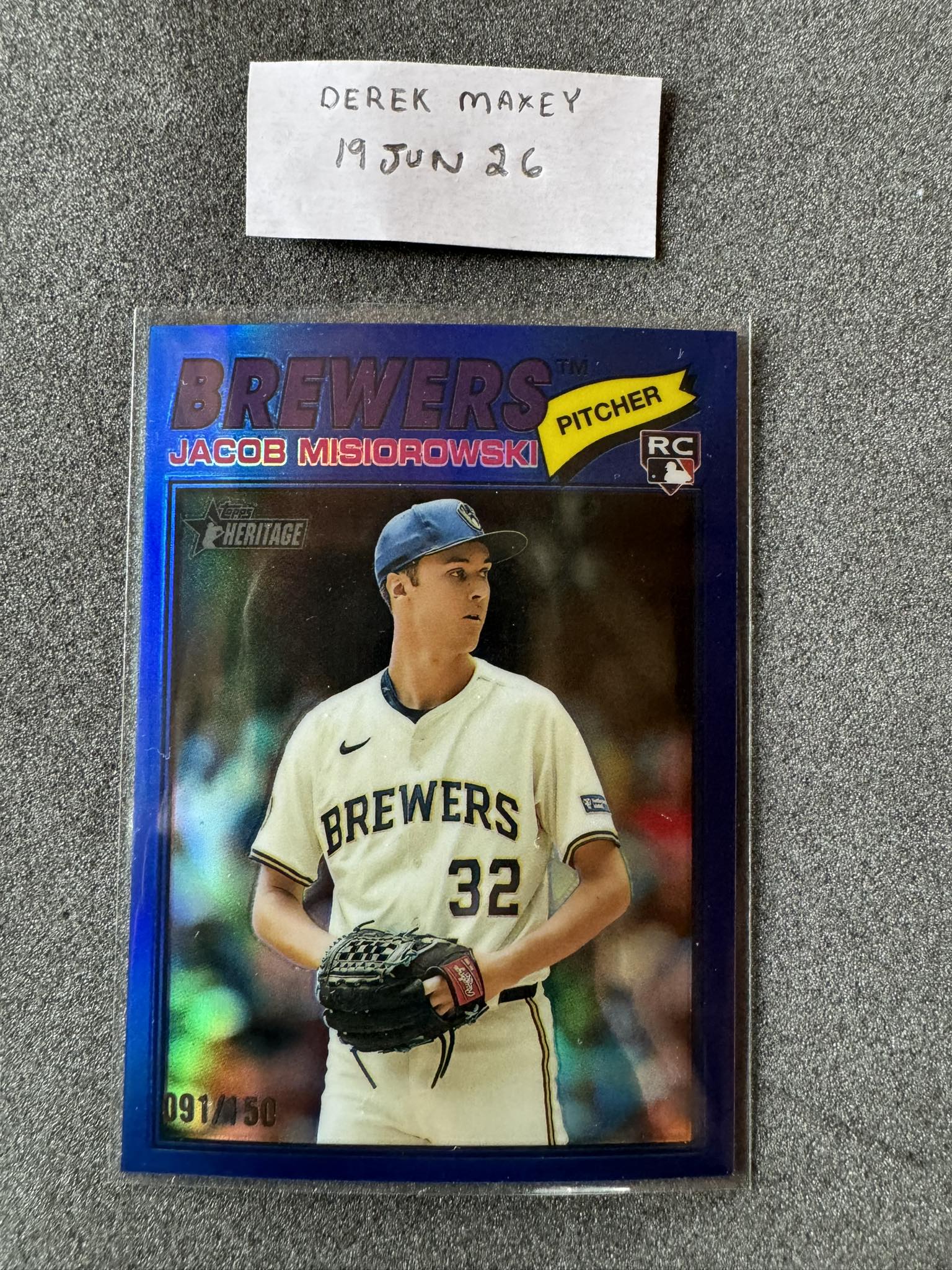 2026 Topps Heritage Jacob Misiorowski Blue Chrome card