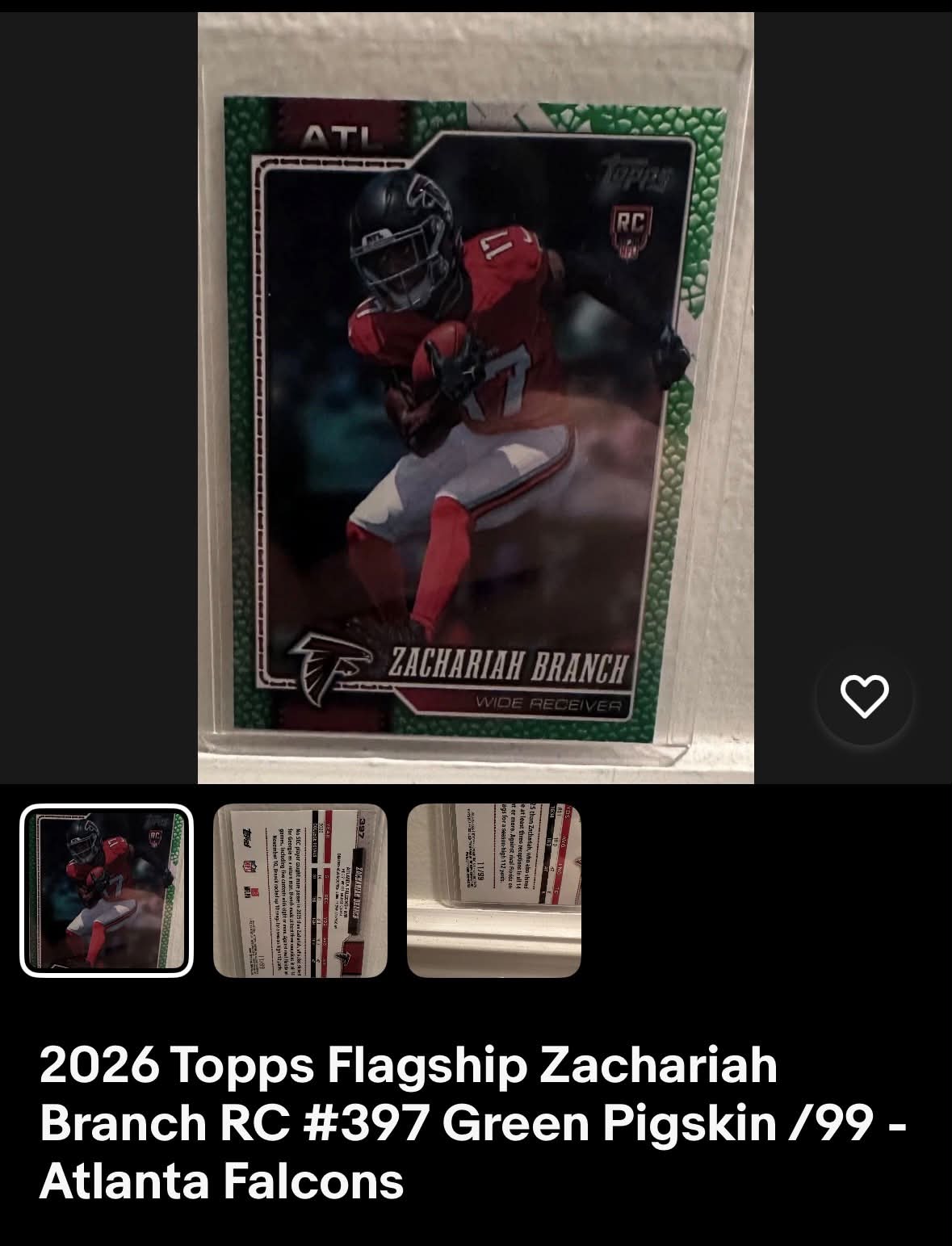 2026 Topps Flagship Zachariah Branch RC #397 Green Pigskin /99