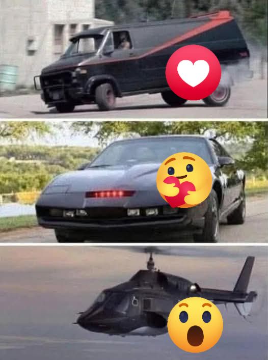 The A-Team (1983-87) Knight Rider (1982-86) Air wolf (1984-86)
