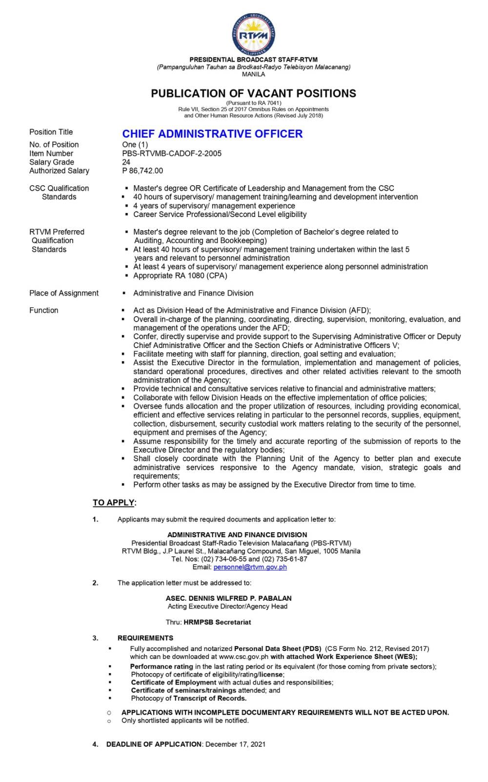 Radio - WE ARE HIRING! The Presidential Broadcast Staff - Radio ...