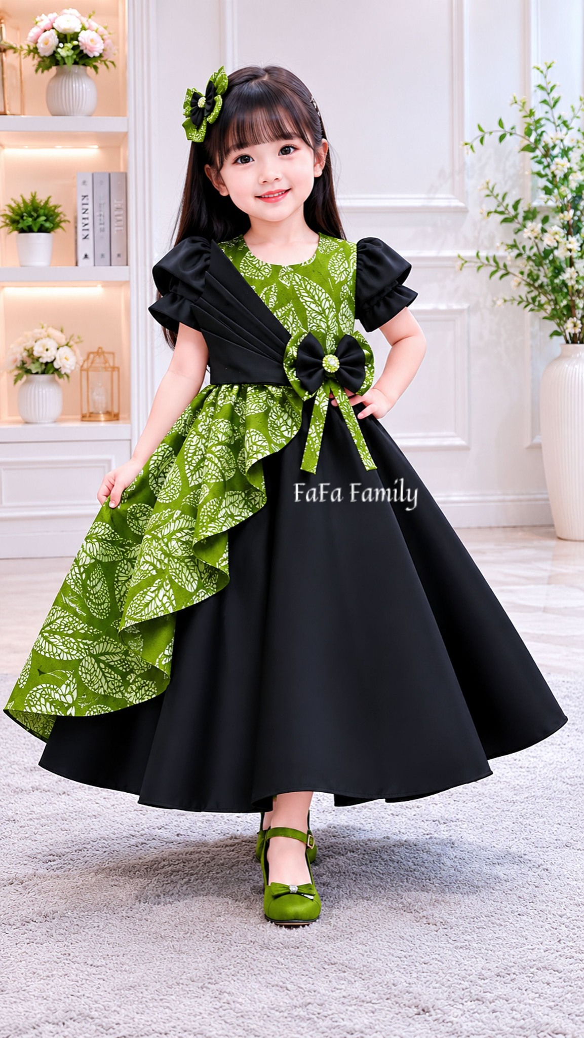 green and black combination dress children's inspiration BLACK DRESSES