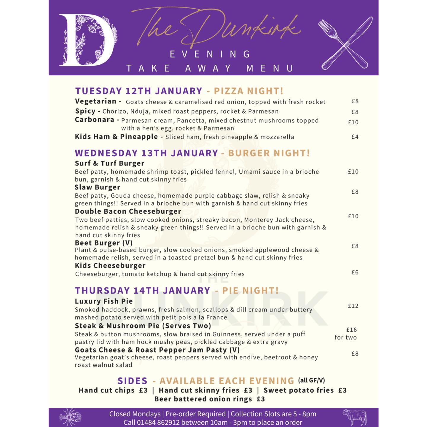 The Dunkirk - Here are our new menus from Tuesday